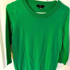 J. Crew merino wool 3/4 sleeve crew neck sweater in kelly green.